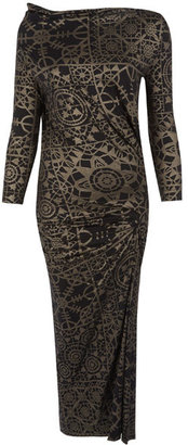 Vivienne Westwood Anglomania by Black and Gold Print Taxa Drape Dress