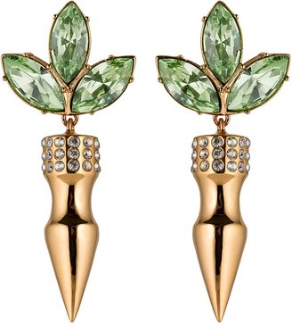 Mawi Crystal Leaf Earrings with Large Spikes