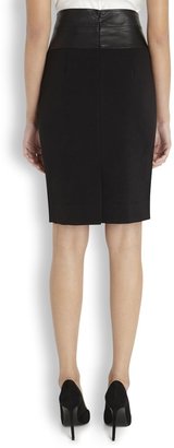 L'Agence L 'Agence Black leather panelled pencil skirt