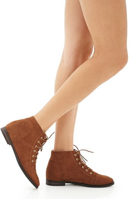 Forever 21 Faux Suede Lace-Up Booties