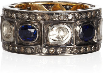 Artisan 18-karat gold diamond and sapphire ring