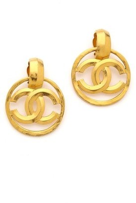 WGACA What Goes Around Comes Around Vintage Chanel CC in Circle Clip On Earrings