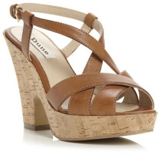 Dune New Ladies Frizzle Womens Tan Brown Cork Demi Wedge Strappy Shoes Size 3-8