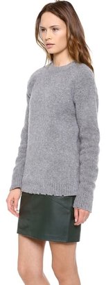 Alexander Wang T by Distressed Wool Crew Neck Pullover