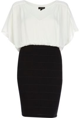 River Island Black and white 2 in 1 bandage pencil dress