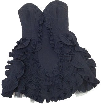 Karen Millen Black Bustier Dress With Ruffles