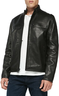 Andrew Marc Luxe Leather Moto Jacket, Black