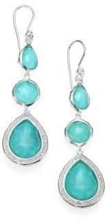 Ippolita Stella Turquoise, Clear Quartz, Diamond & Sterling Silver Doublet Triple-Drop Earrings