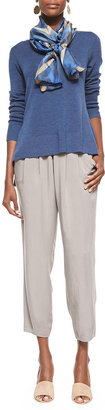 Eileen Fisher Slouchy Silk Ankle Pants, Stone