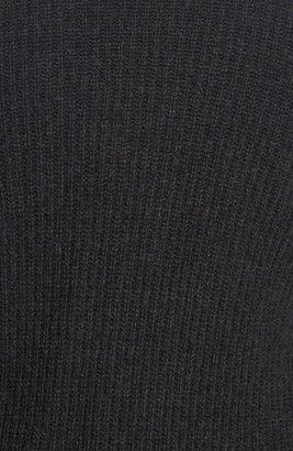 Eileen Fisher Leather Sleeve Angled Front Yak & Merino Wool Cardigan (Plus Size)