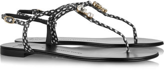 Giuseppe Zanotti Embellished printed snake-effect leather sandals