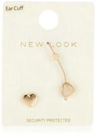 New Look Gold Heart Ear Cuff and Stud Earring