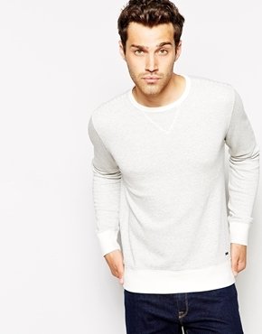 BOSS ORANGE Sweatshirt with Fine Stripe - White