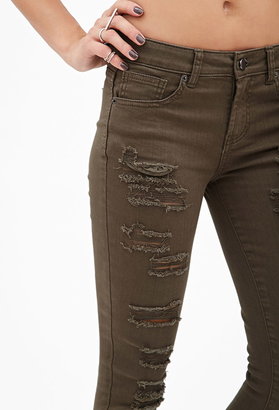 Forever 21 Low-Rise - Destroyed Skinny Jeans