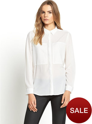 Love Label Patch Front Blouse - White
