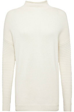 Whistles Funnel Neck Wool Cashmere Jumper, Ivory