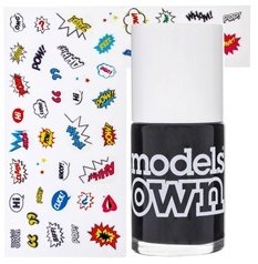 Models Own Sticky Fingers Polish & Stickers - Pow Black