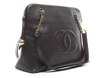 Chanel Pre-Owned Dark Brown Caviar CC XL Shoulder Bag
