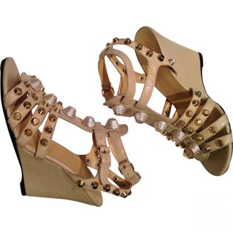 Balenciaga Gold Wedge Heeled Giant Gladiator Sandals