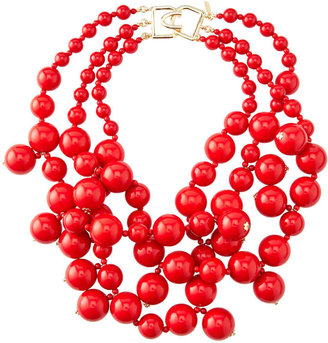 Kenneth Jay Lane Beaded Cluster Necklace, Red