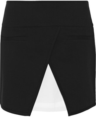 Tibi Wrap-effect stretch-twill mini skirt