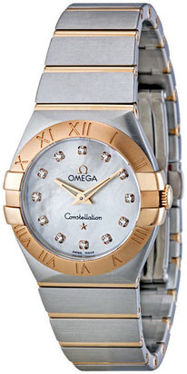 Omega Constellation Brushed Quartz White Mother of Pearl Dial Ladies Watch