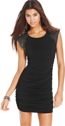 Ruby Rox Juniors' Studded Ruched Dress