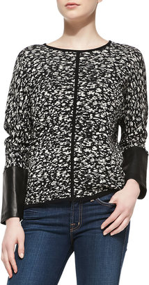 Belford Jacquard Sweater with Leather Cuffs