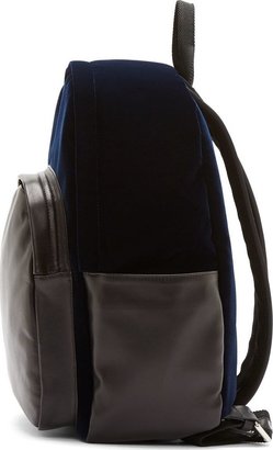 Giuseppe Zanotti Deep Navy Velvet & Leather Backpack