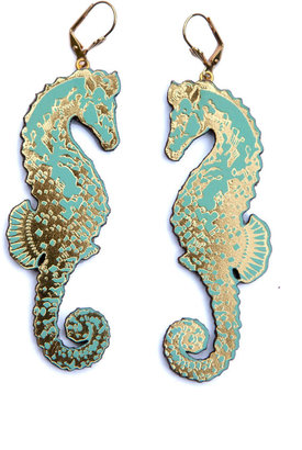 Rosita Bonita Seahorse Earring in Aqua Blue