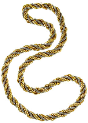 Grosse Eclectica Vintage 1967 Gold And Silver Plated Twisted Necklace, Gold/Silver