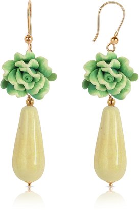 Murano House of Green Rose Glass Drop Earrings