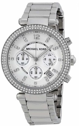 Michael Kors Parker Silver Dial Stainless Steel Chronograph Ladies Watch