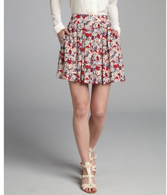 BCBGeneration amethyst and poppy floral printed pleated mini skirt