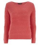 Dorothy Perkins Womens Pink Cable Knit Sleeve Jumper- Coral