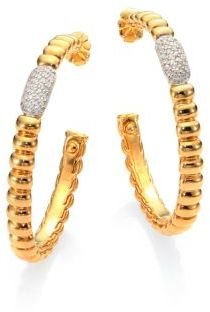 John Hardy Bedeg Diamond & 18K Yellow Gold Hoop Earrings/1.75"
