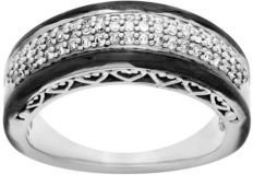 Lord & Taylor Sterling Silver with Black Rhodium Diamond Ring
