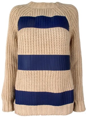 MSGM Waxed Stripe Sweater w/ Side Zip