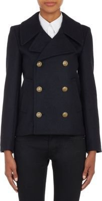 Saint Laurent Peacoat with Military Buttons