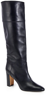 Manolo Blahnik Equestrahi Leather Knee-High Boots