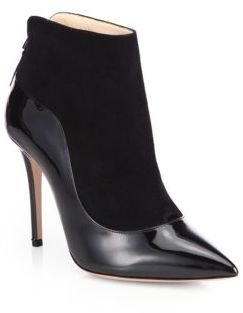 Giorgio Armani Suede & Patent Leather Point-Toe Booties