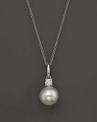 Bloomingdale's Cultured Freshwater Pearl and Diamond Pendant Necklace in 18K White Gold, 18"