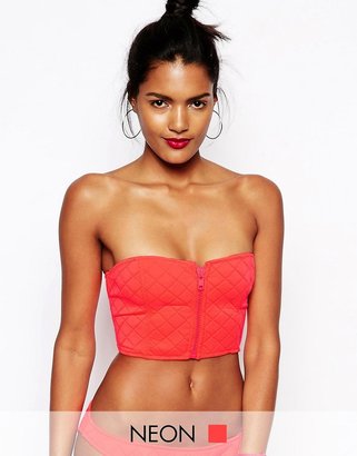 ASOS COLLECTION Quilted Zip Front Bandeau Bikini Top