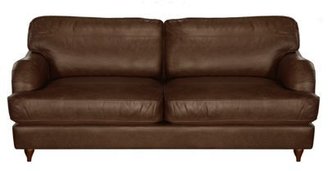 Debenhams Large brown leather 'Alethea' sofa with wooden feet