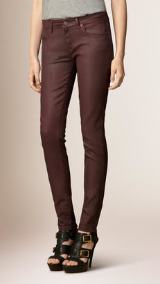 Burberry Skinny Fit Low-rise Wax Coated Jeans