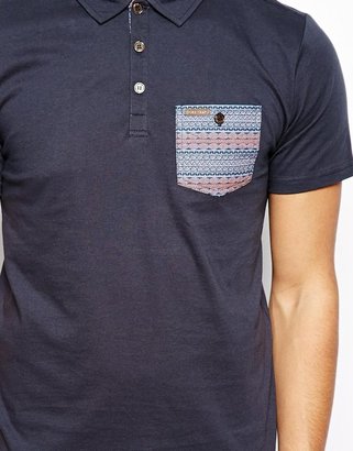 Firetrap Polo Shirt with Pattern Pocket