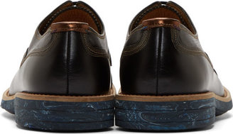 Paul Smith Black & Beige Leather Skull Derby Shoes