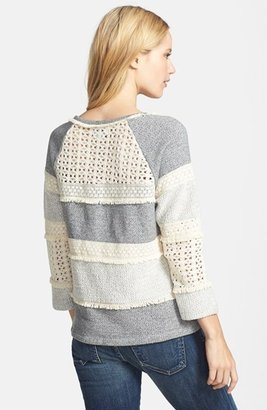 Lucky Brand Crochet Panel Pullover