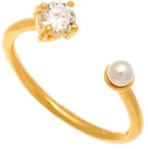 Lord & Taylor Gold-Tone Sterling Silver & Cubic Zirconia Cuff Ring