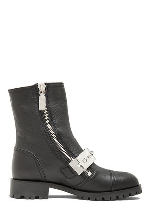 Alexander McQueen Calfskin Leather Boots in Black & Silver